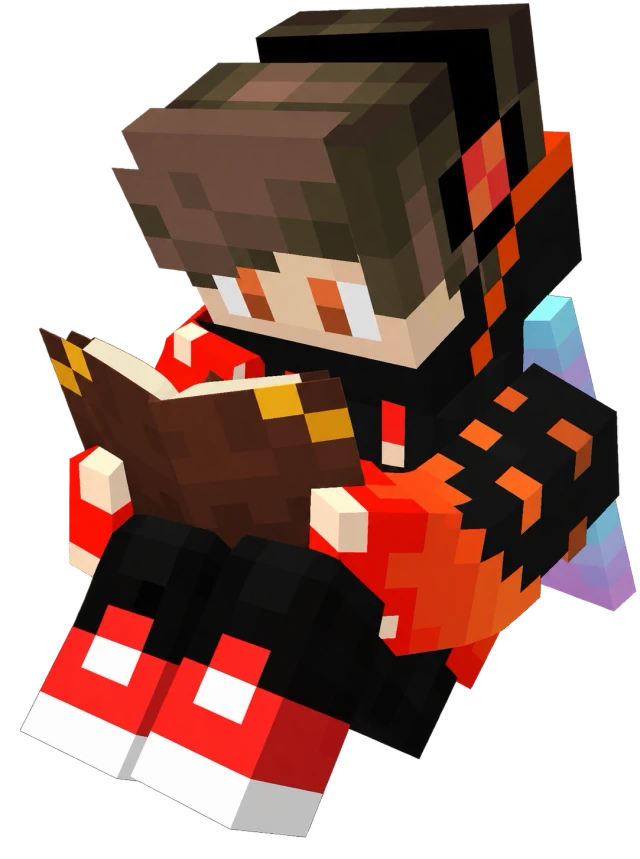 Minecraft character reading a book